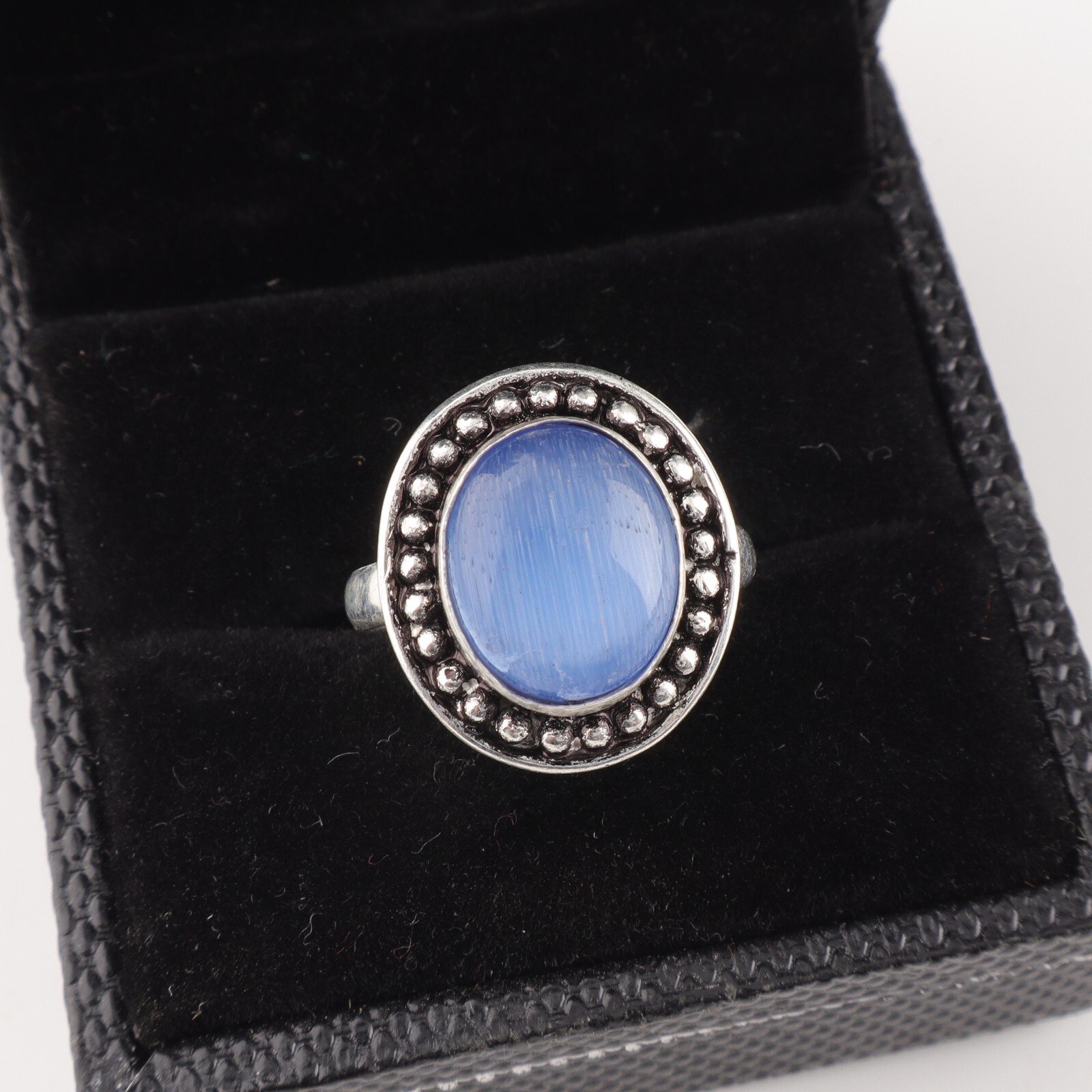 Blue Cats Eye Gemstone 925 Sterling Silver Ring Handmade Jewelry All Size