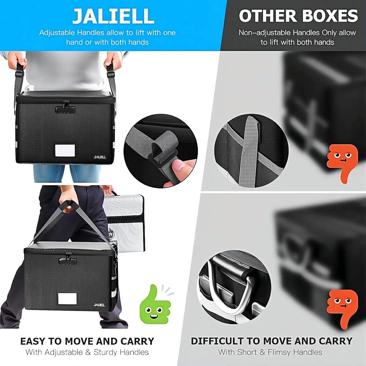 Fireproof Box with Lock, Document Storage Organizer with Lid, organizer Filing S