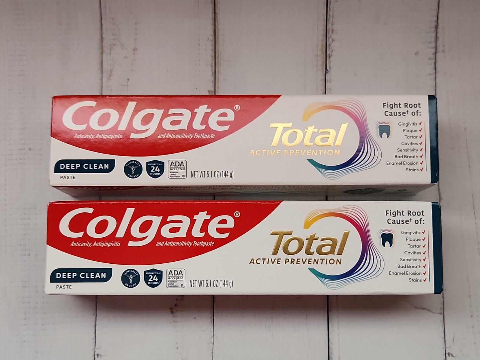 (Pack of 2) Colgate Total Active Prevention Deep Clean Toothpaste, 5.1 fl oz