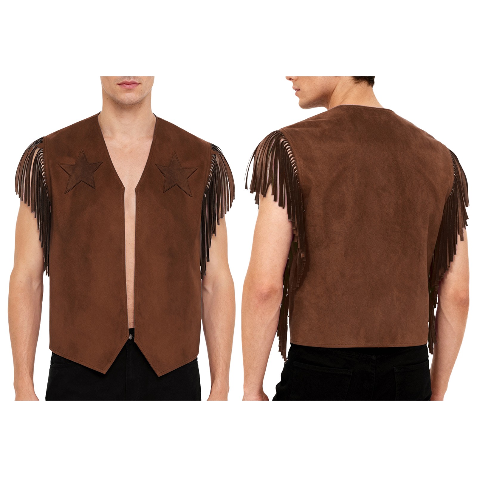 Mens Open Front Shrug Cardigan Cowboy Outfit Tassel Tassel Crop Top Vests