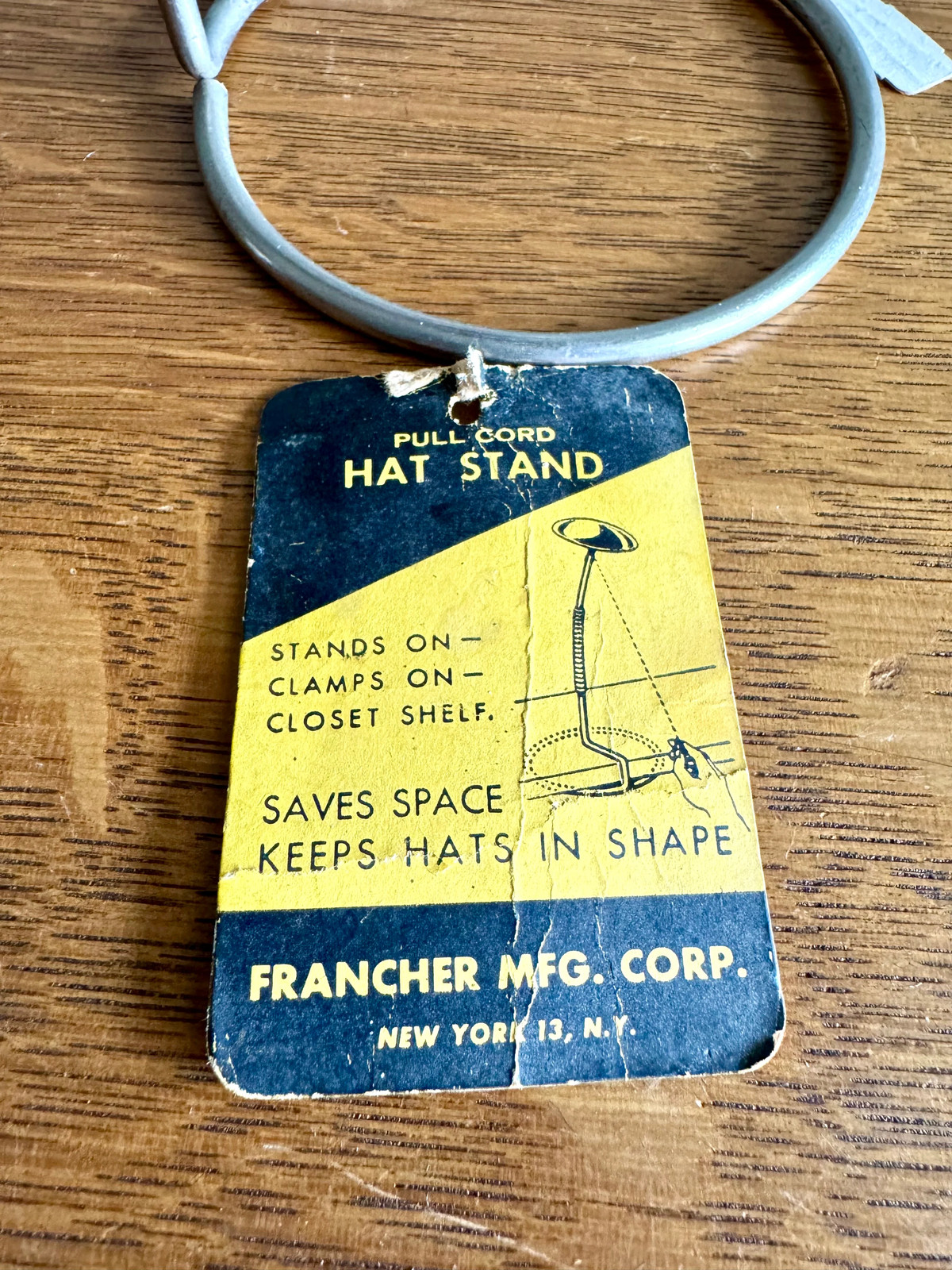 Vintage Francher MFG Display Hat Stand | Pull Cord Hat Stand