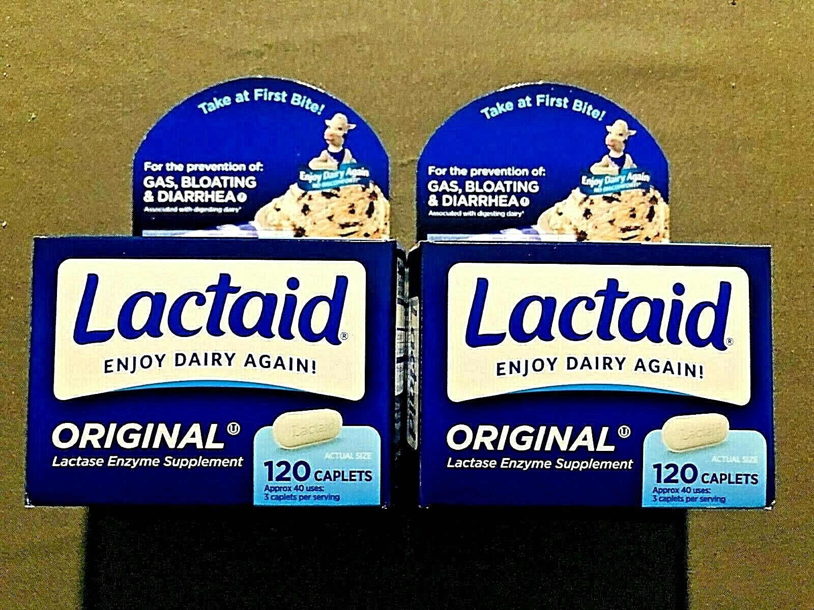 (2) New Boxes Original Lactaid Caplets/ Lactase Enzyme/ Gas/Bloating/Diarrhea