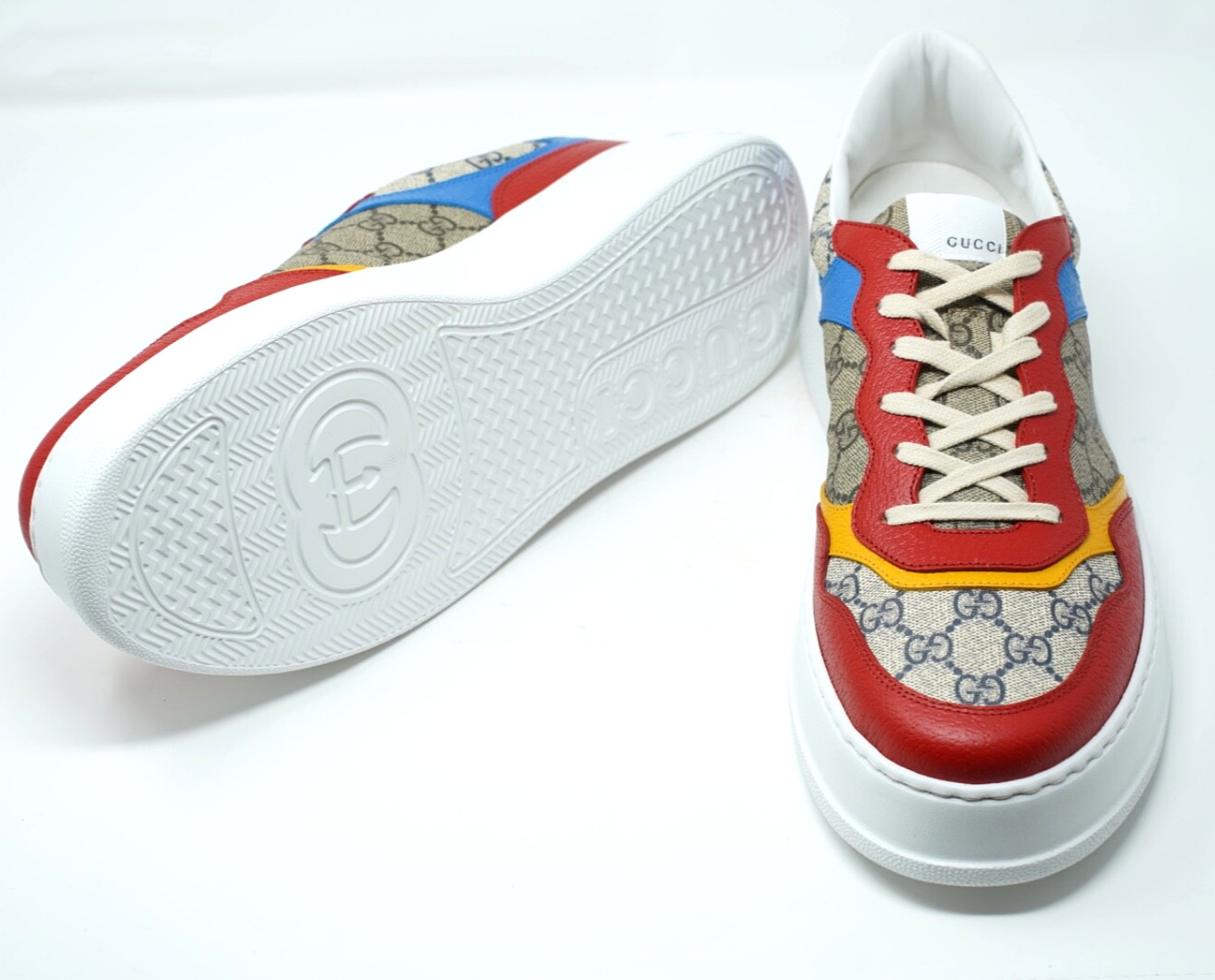 Gucci Mens Sneakers Shoes GG Trainers Red White Beige 726828 UK 13 US 13.5 909E