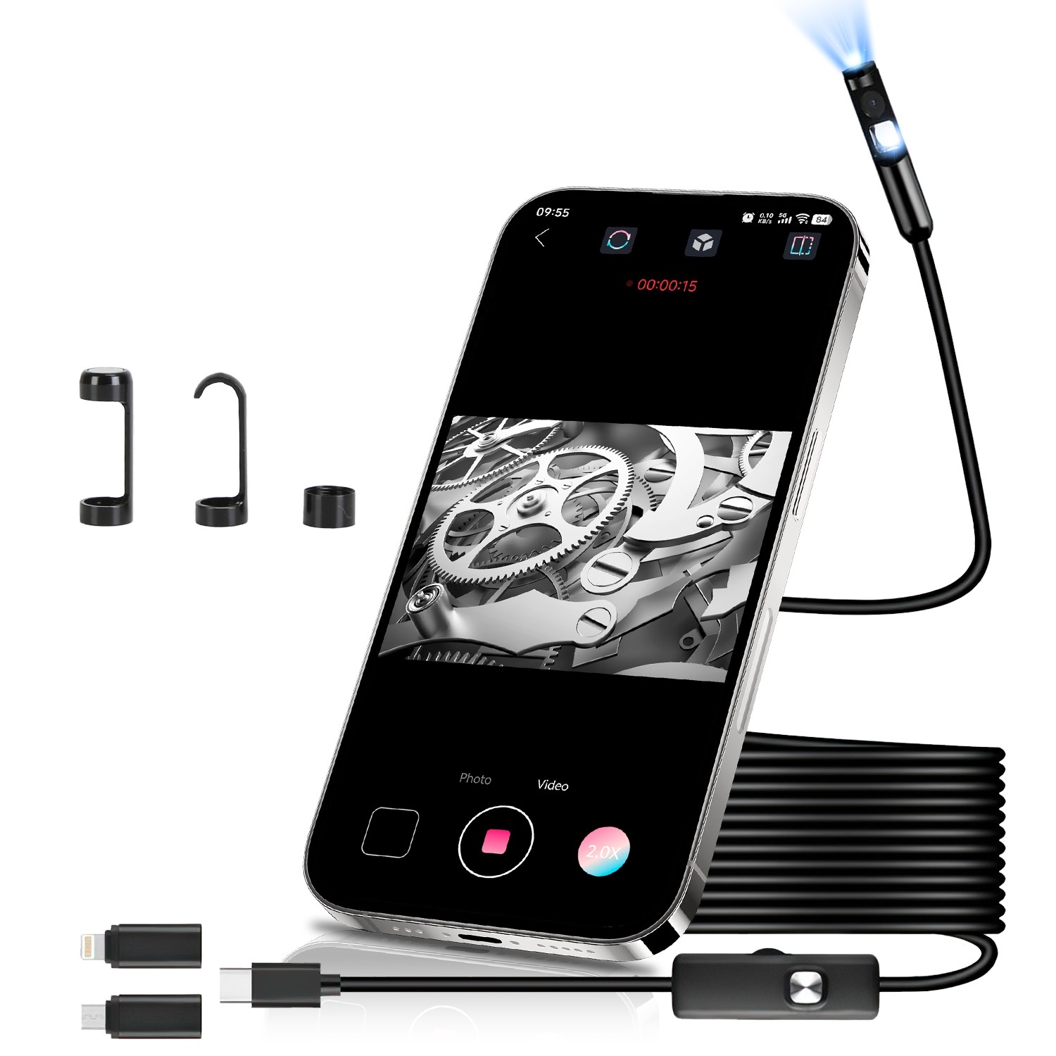 Waterproof Endoscope Camera 1920P HD w/ Snake Cable for iOS Android Devices