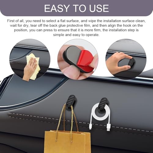 4PCS Car Mini Hooks, Car Dashboard Hooks, Multifunctional Self-Adhesive