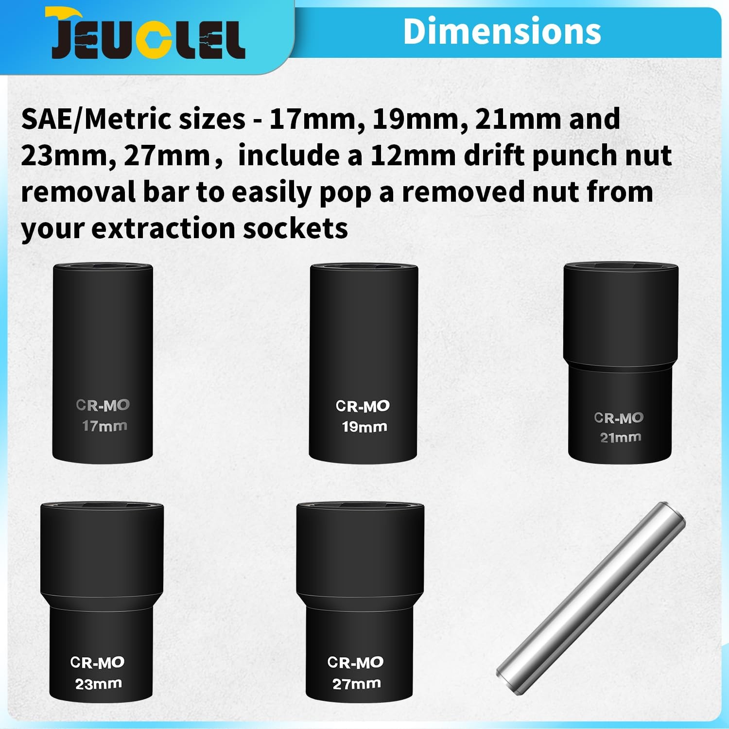 6PCS Twist Lug Nut Socket Set - 1/2 inch Drive Damaged Nut Lock Remover Extra...
