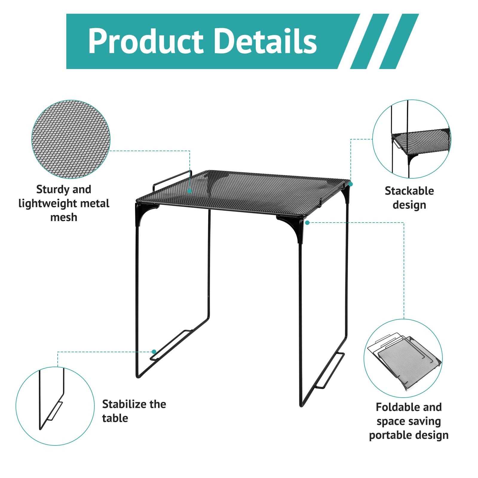 2 PCS Locker Organizer Shelf Stackable Extra Storage Cabinet Accessories Black