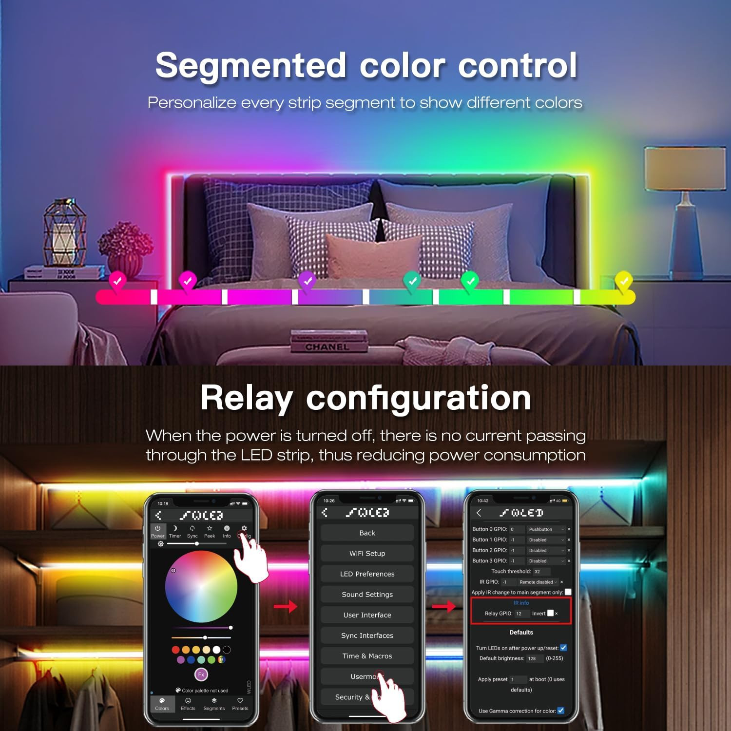 ESP32 WLED LED Strip Controller Dynamic RGB IC IO33 DIY Port App Control Easy