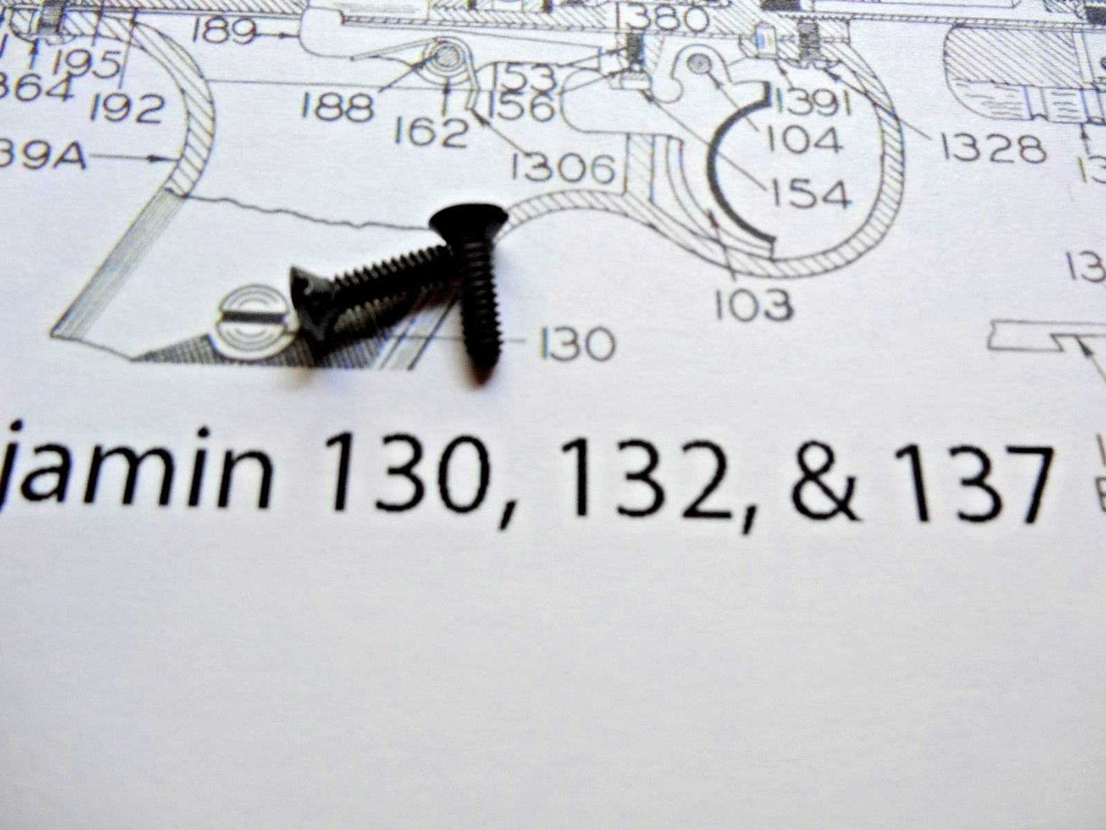 Benjamin 130-132-137 Air Pistol Grip  Screws(2) OEM # 130