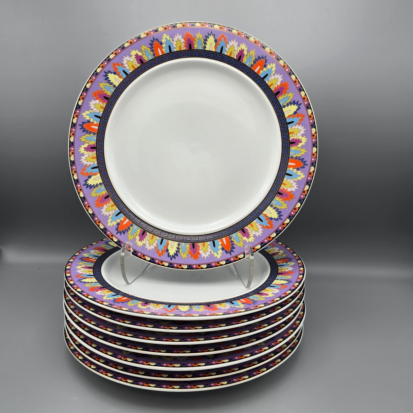Set of 8 Rosenthal for Versace Home Le Cirque Collection Dinner Plates