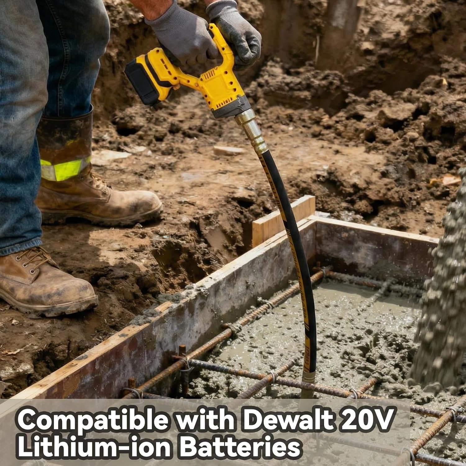 Handheld Concrete Vibrating Tool, Compatible with Dewalt 20V Battery(No Battery)