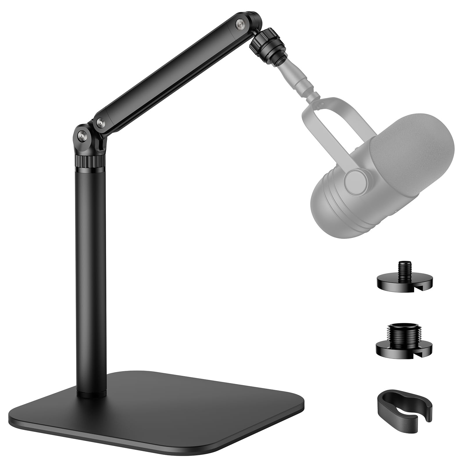 POLESTO Desktop Microphone Stand, Adjustable Foldable Arm Black