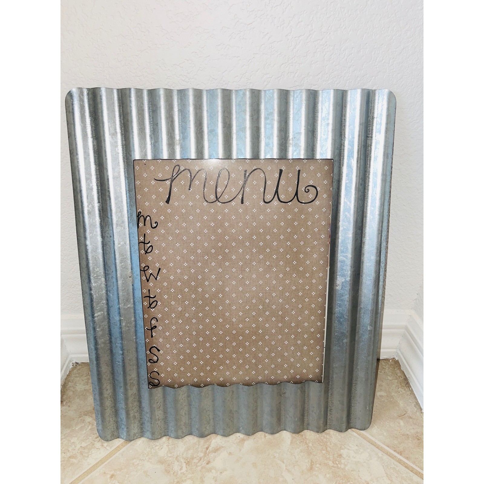 Rustic Galvanized Corrugated Metal Picture Frame & Kitchen Menu Board