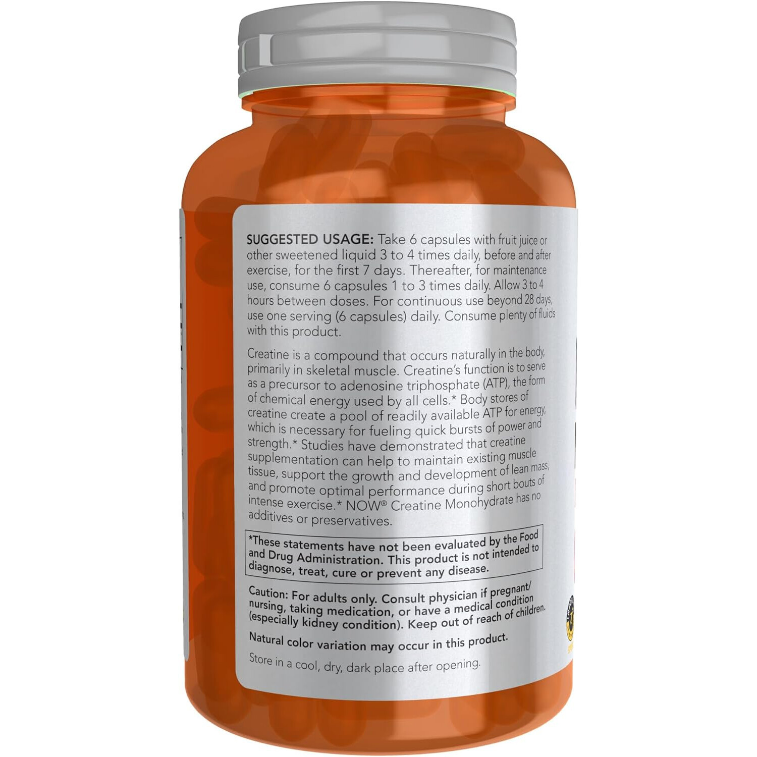 NOW Sports Nutrition, Creatine Monohydrate 750 mg, 240 Veg Capsules