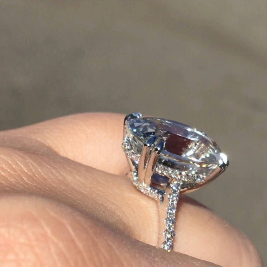 4Ct Lab Created Oval Diamond Solitaire Engagement Ring 14K White Gold Over