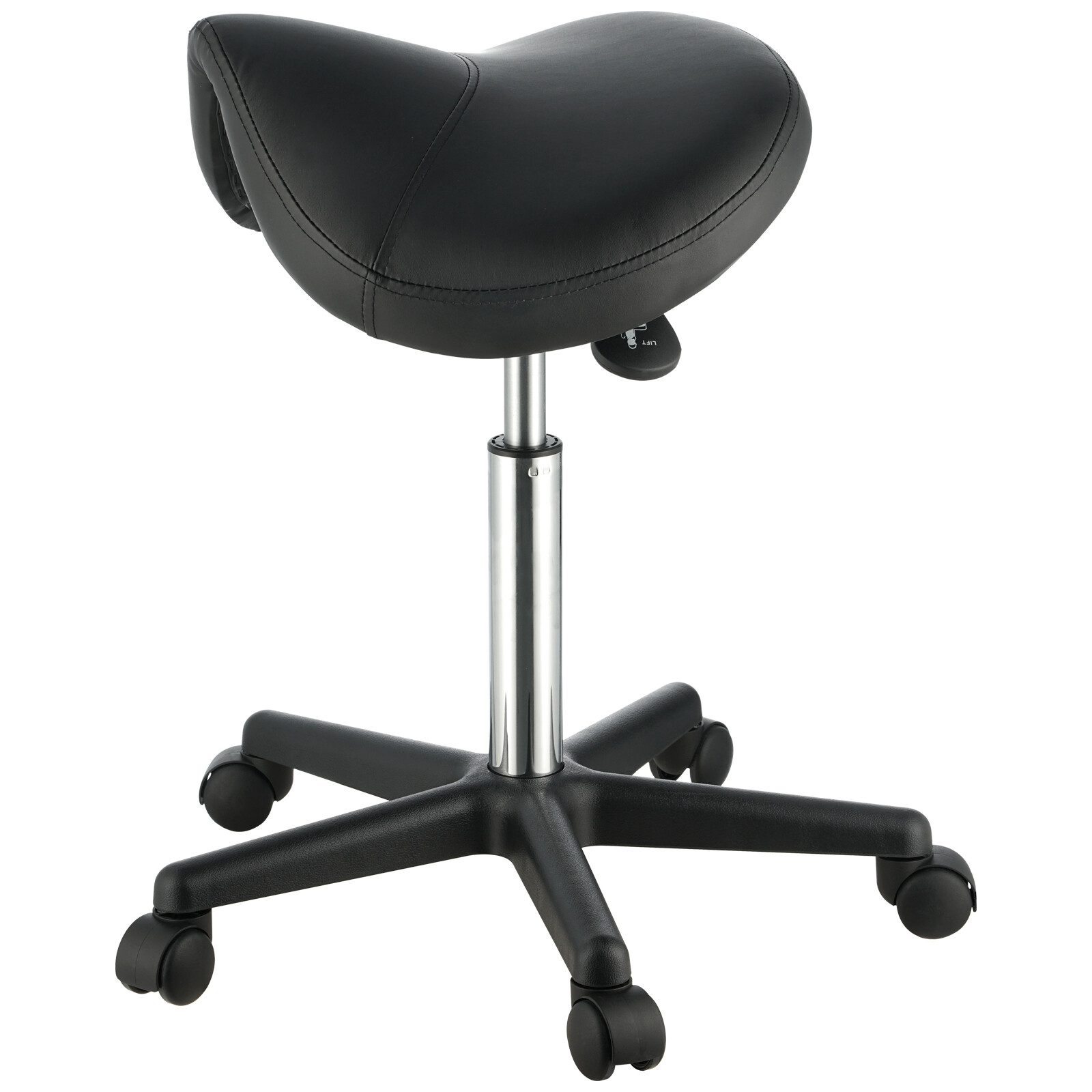 VEVOR Saddle Stool Rolling Chair Saddle Chair with Wheels Thickened PU Leather