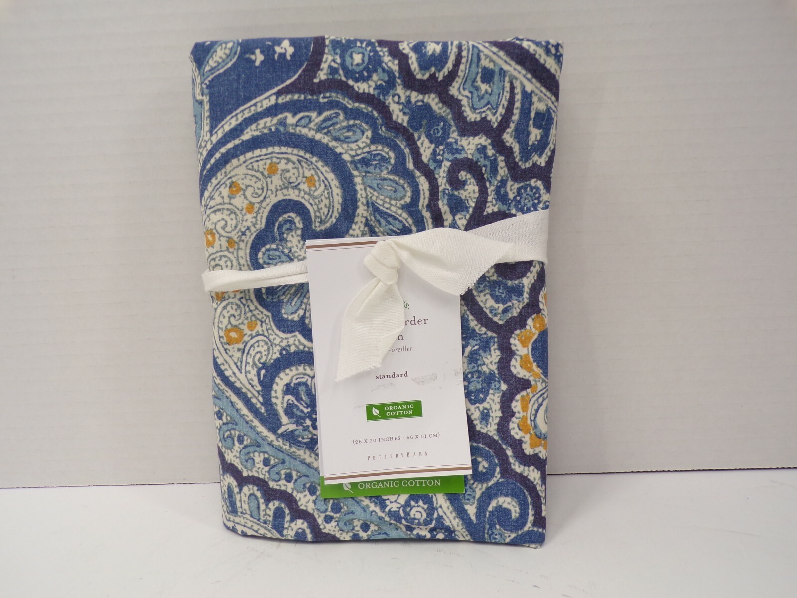 Pottery Barn Beale Paisley Organic Percale Sham Standard Blue H194