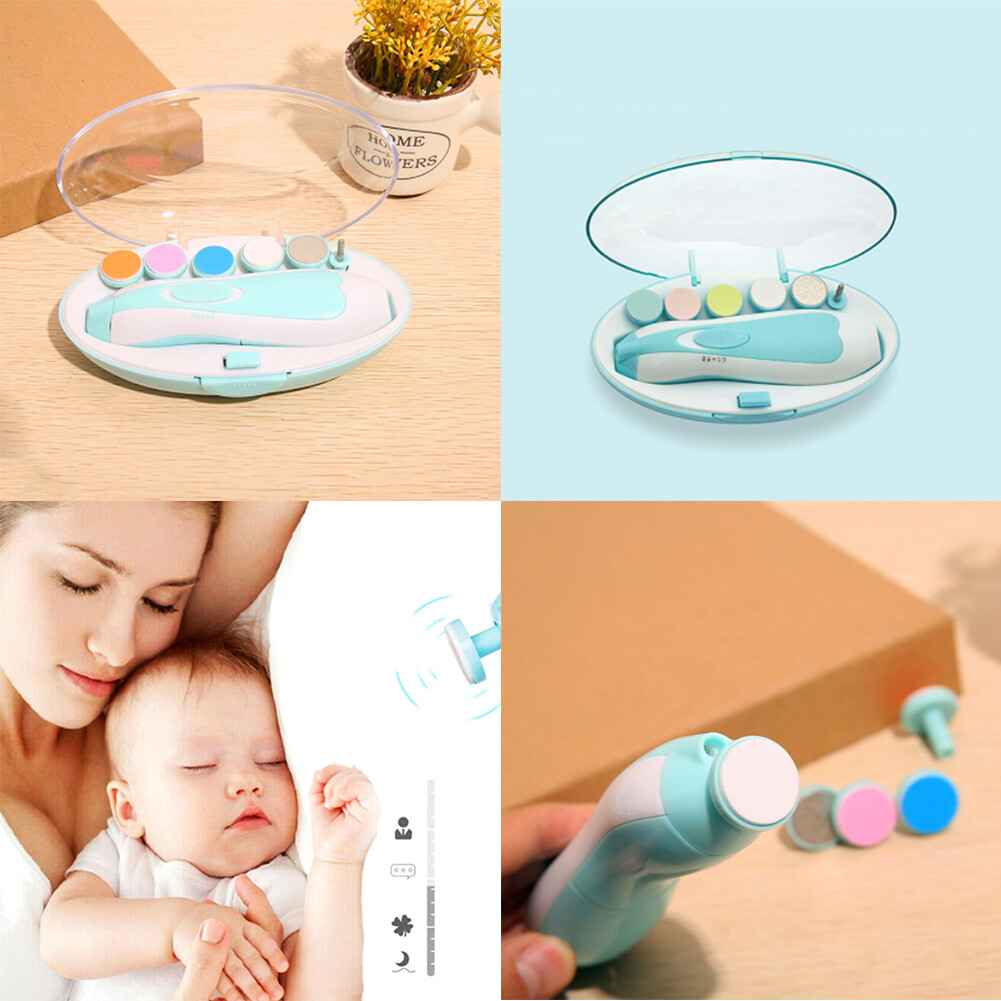 US 1 Pack Electric Baby Nail Trimmer Safe File Clipper Manicure Toe Care Set