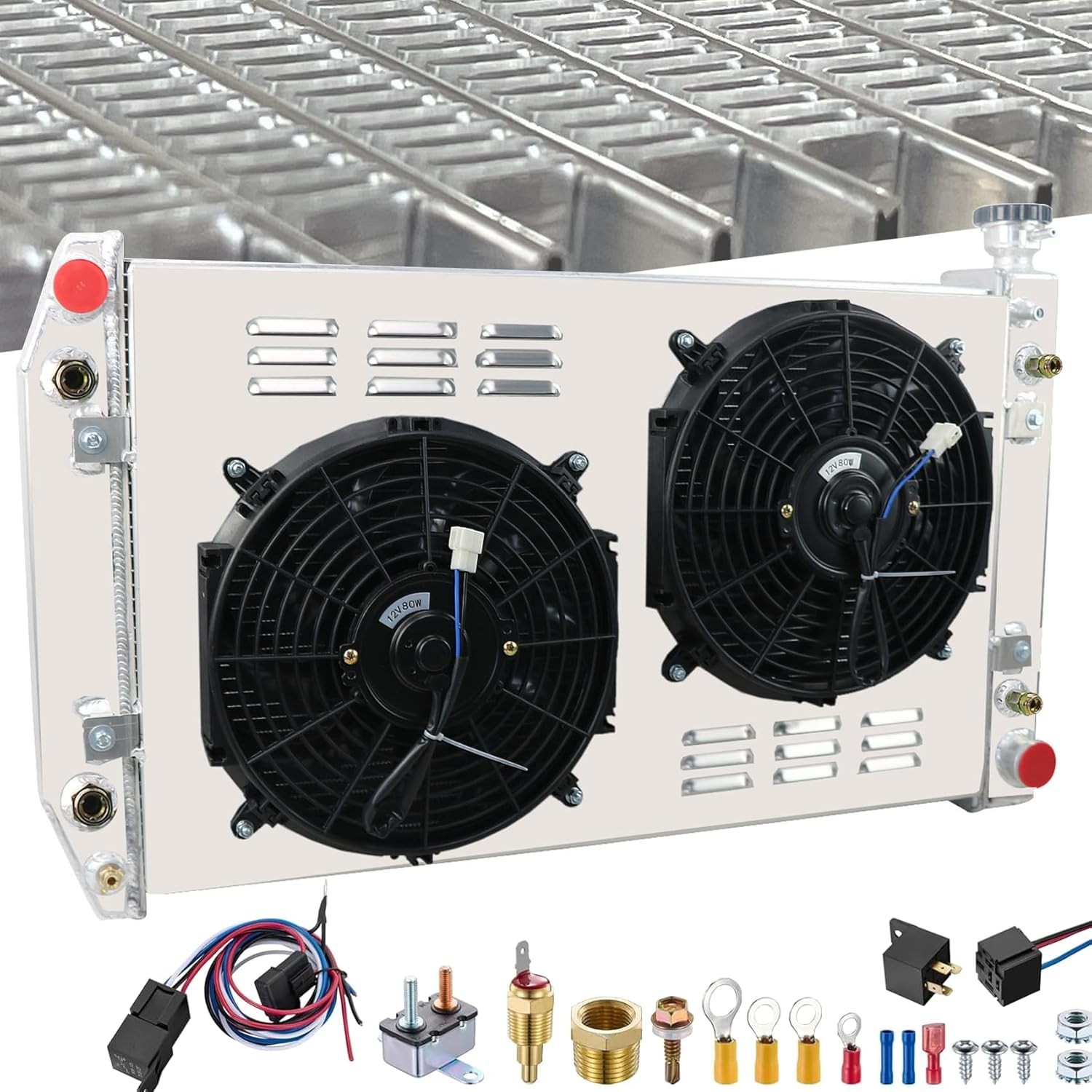 Radiator for 1988-1999 C K Pickup 4.3L V6 5.0L 5.7L V8 with Fans Shroud Relay