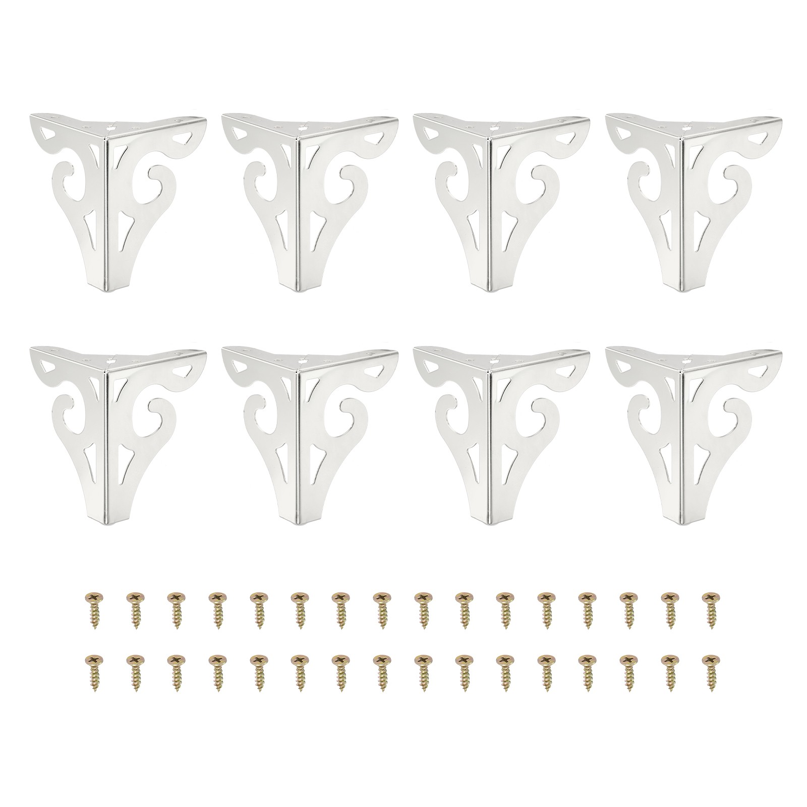 8Pcs 4.7 Inch Hollow Out Furniture Legs,Metal Triangle Replacement Feet, Silver