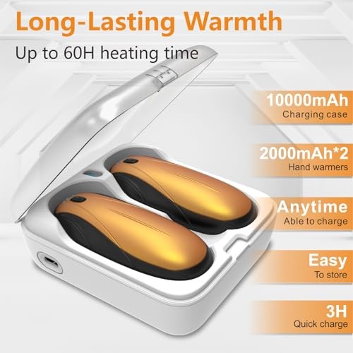 Hand Warmers Rechargeable 2Pack,14000mAh Electric Hand Warmers with orange