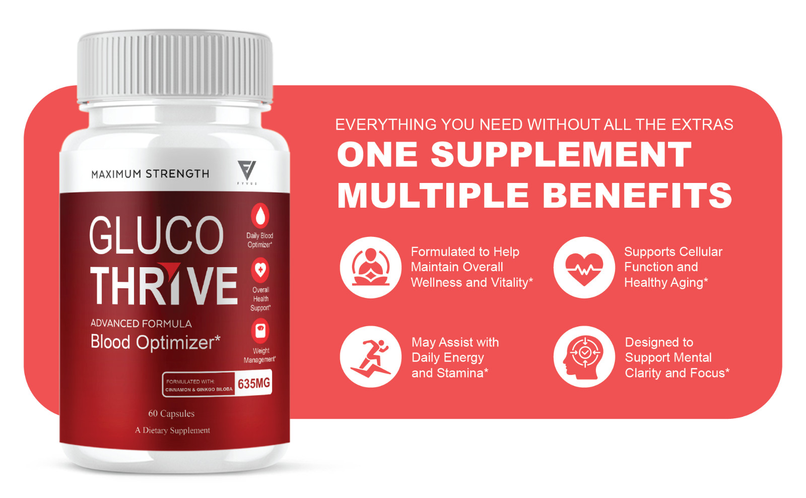 (2 Pack) Gluco Thrive Capsules, Gluco Thrive Advanced Formula (120 Capsules)