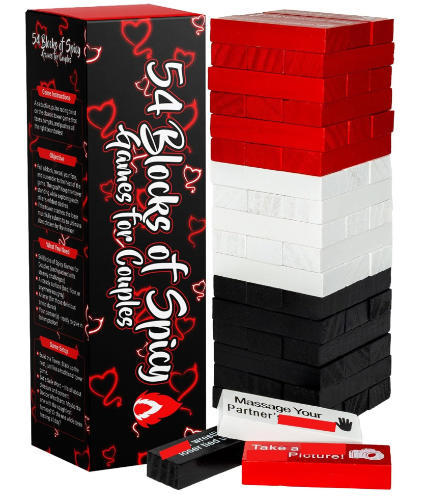 54 Blocks of Spicy Games for Couples Romantic Games for Date Night Block Tower