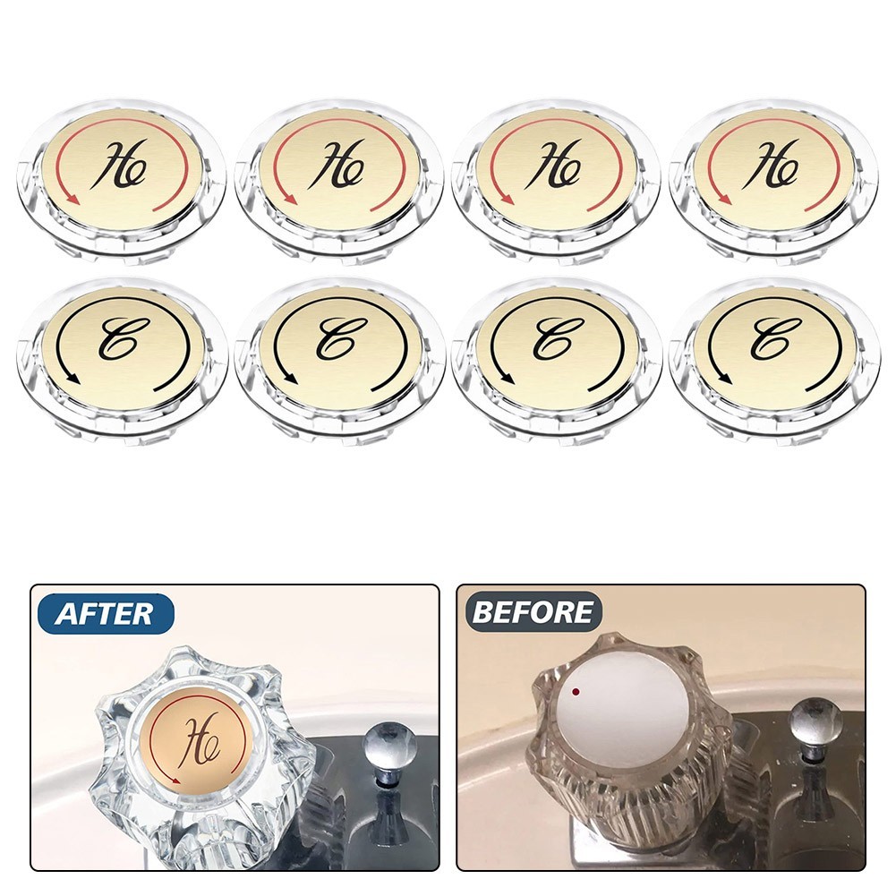 8pcs Index Buttons Hot And Cold Sink Shower Knobs Handle Sign Stickers New