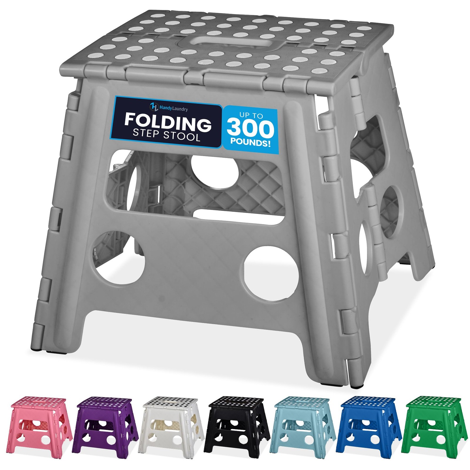 Grey 13 Inch Folding Lightweight Step Stool Safe Sturdy Kids Adult Kitchen