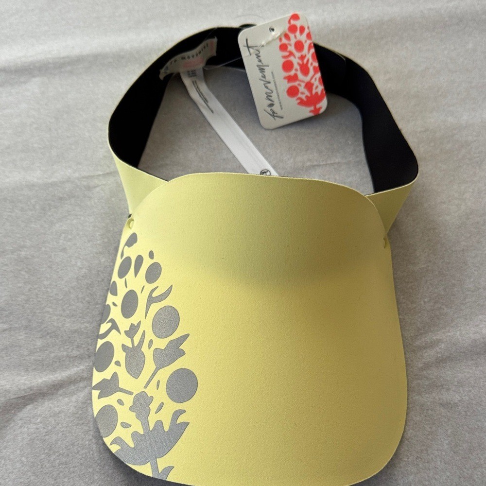 Free People Volley Reflective Visor in Butter Yellow Adjustable Fit - NEW