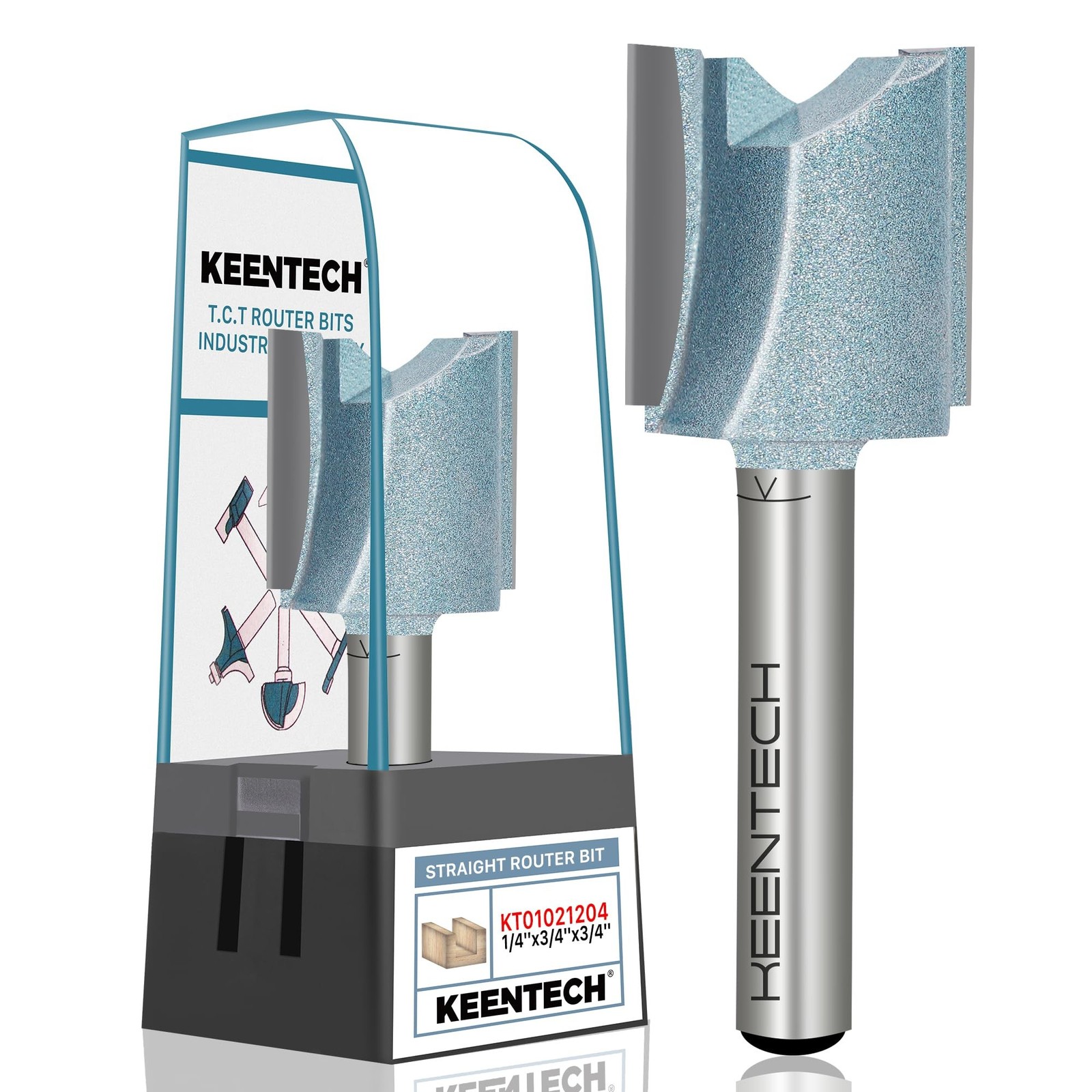 KEENTECH Carbide Tipped Straight Router Bit for Woodworking, 1/4" Shank, 3/4"...
