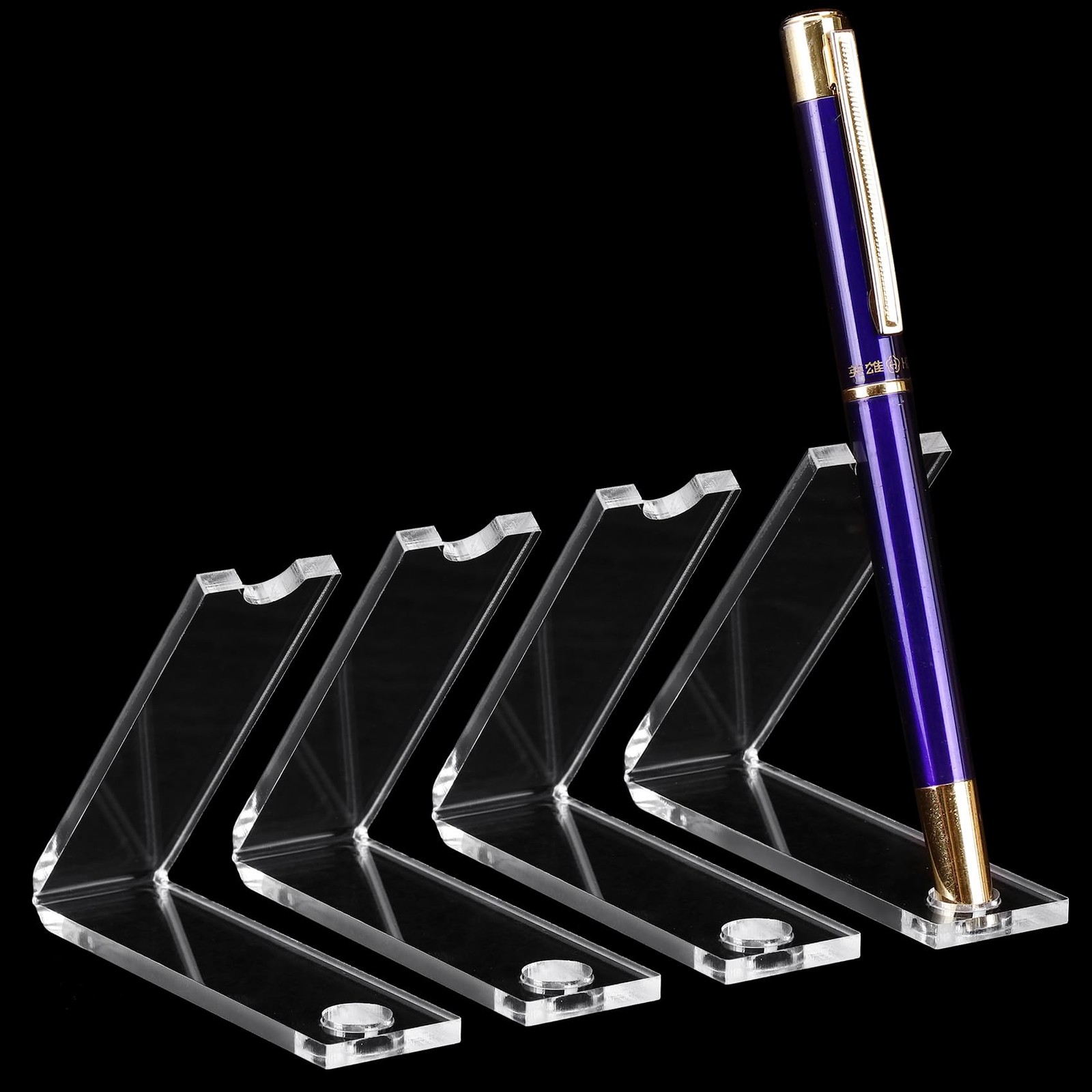 AIOMOB 4 Pieces Acrylic Pen Holder Display Stand Transparent Makeup Brush Rac...