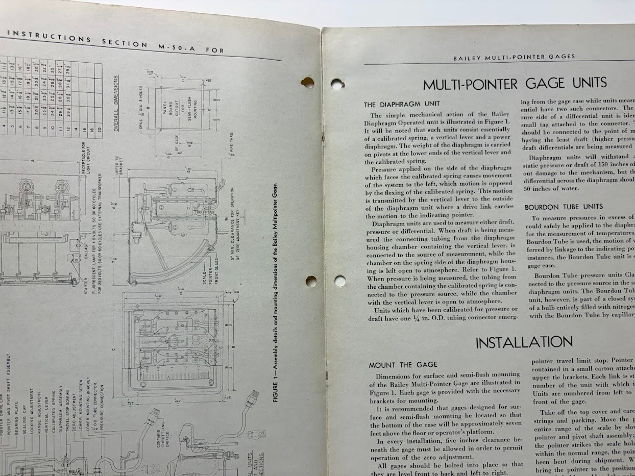 Vtg Bailey Meter Co Instruction Manual Multi-Pointer Gages 1947 Maintenance