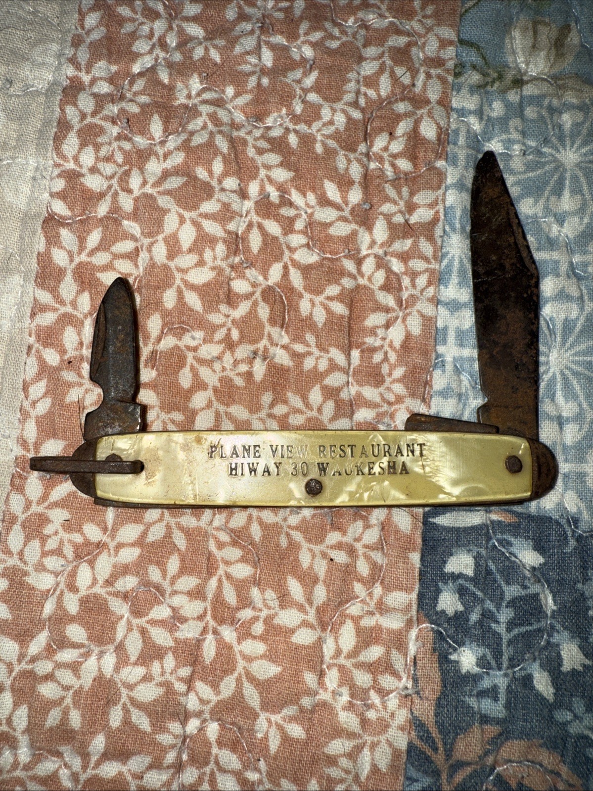 Advertising Pearl Handle Pocket Knife Plane View Restaurant Hiway 30 Waukesha