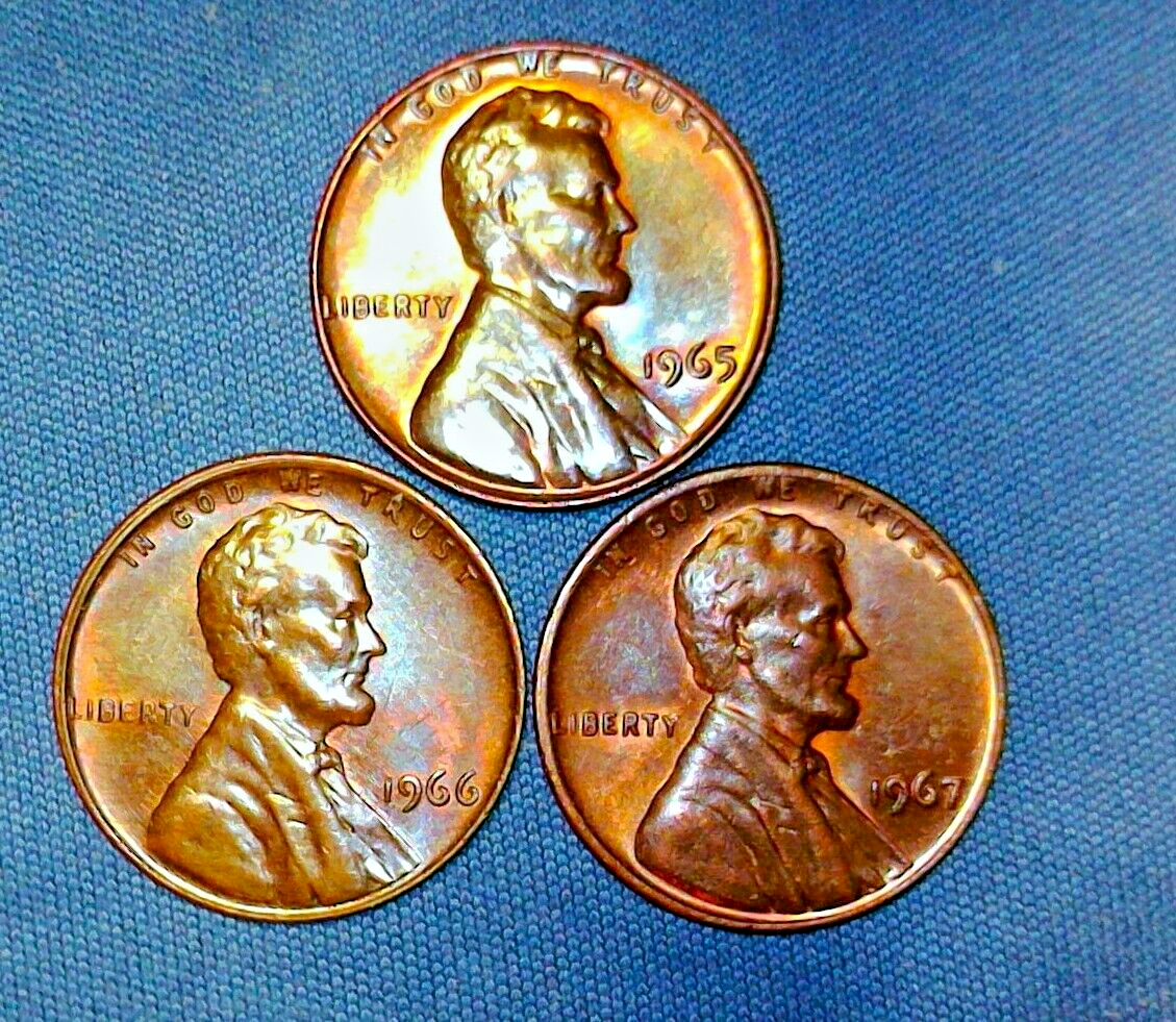 1965, 66 & 67 Lincoln Cent RB, Free Shipping to US