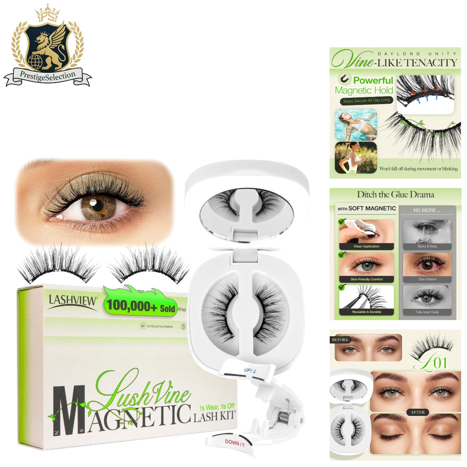 LushVine Reusable Magnetic Eyelashes - Flawless Natural Look & Easy Removal