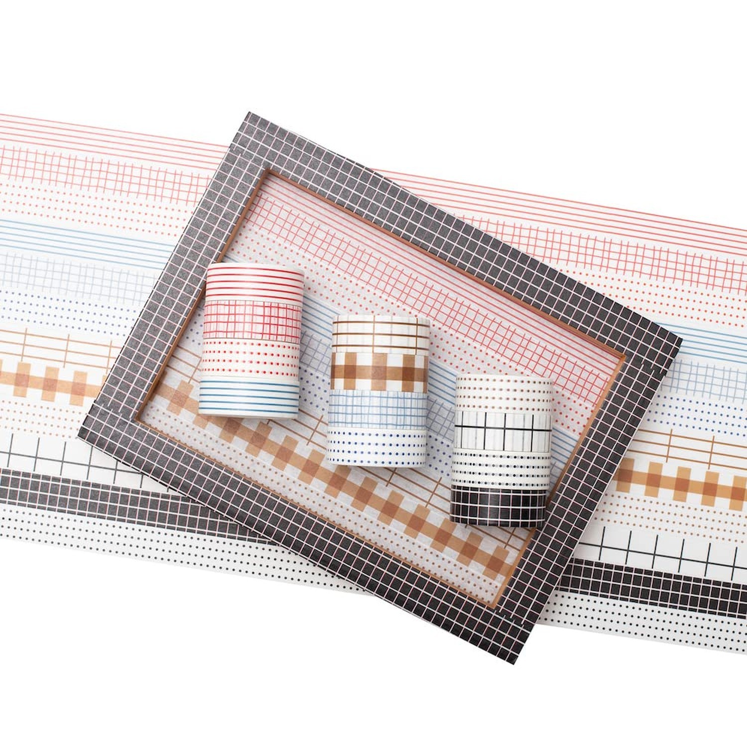 Basic Washi Tape Set 12 Rolls Dot & Grid Decorative Tapes for Journals, Plann...