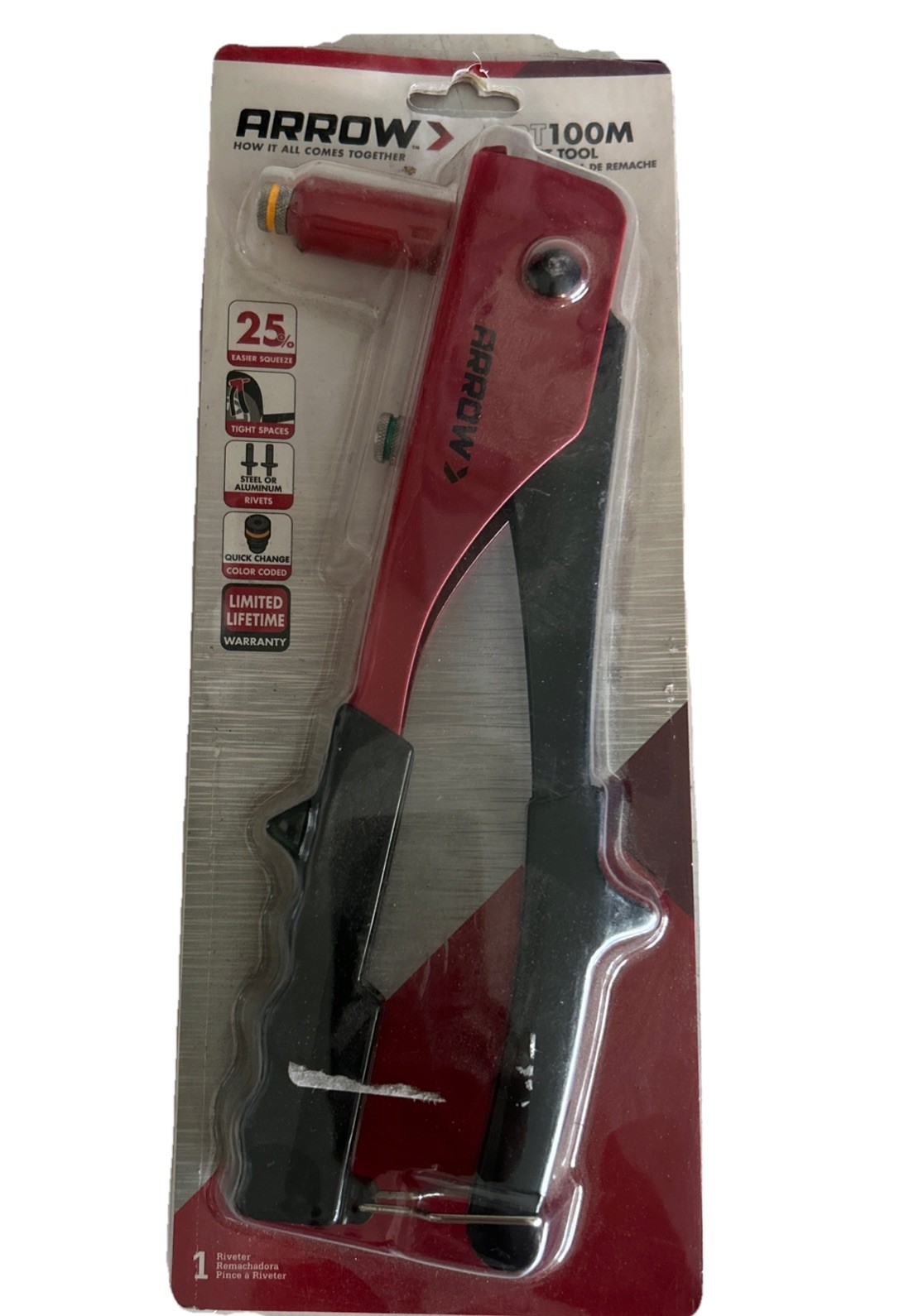 Arrow Lightweight Rivet Tool With Ergonomic Grip Steel Constructed RT100M