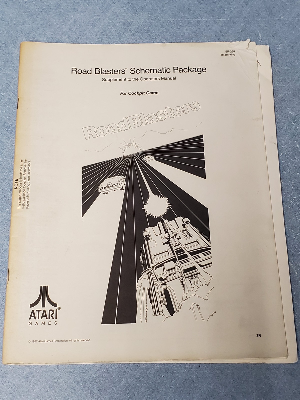 Atari ROAD BLASTERS for COCKPIT  Arcade Video Game Manual - good used original