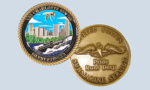 USS Charlotte SSN 766 Submarine Challenge Coin USN