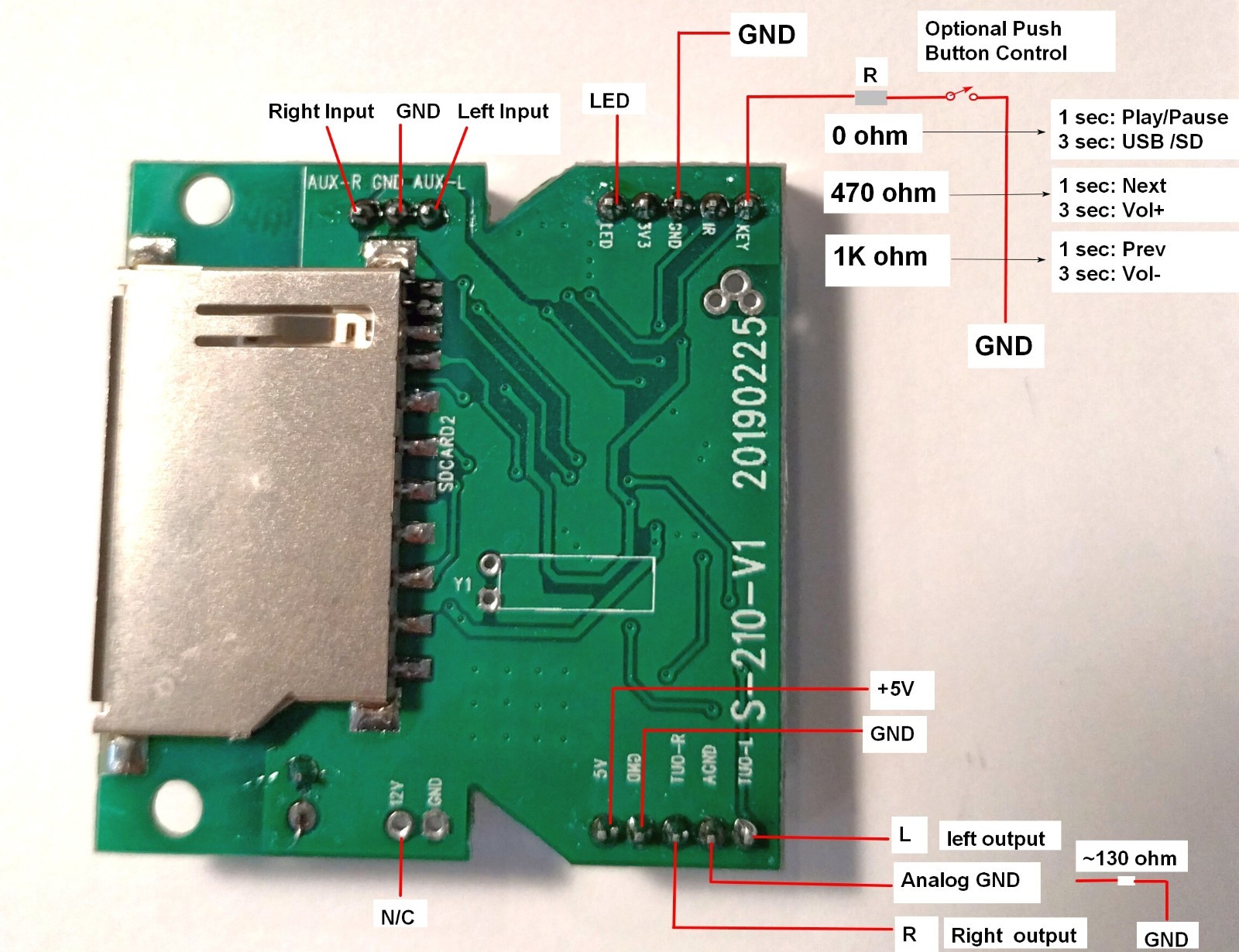 mp3 decoder board module USB SD Card U Disk Play MP3 Player Decoding | Stereo
