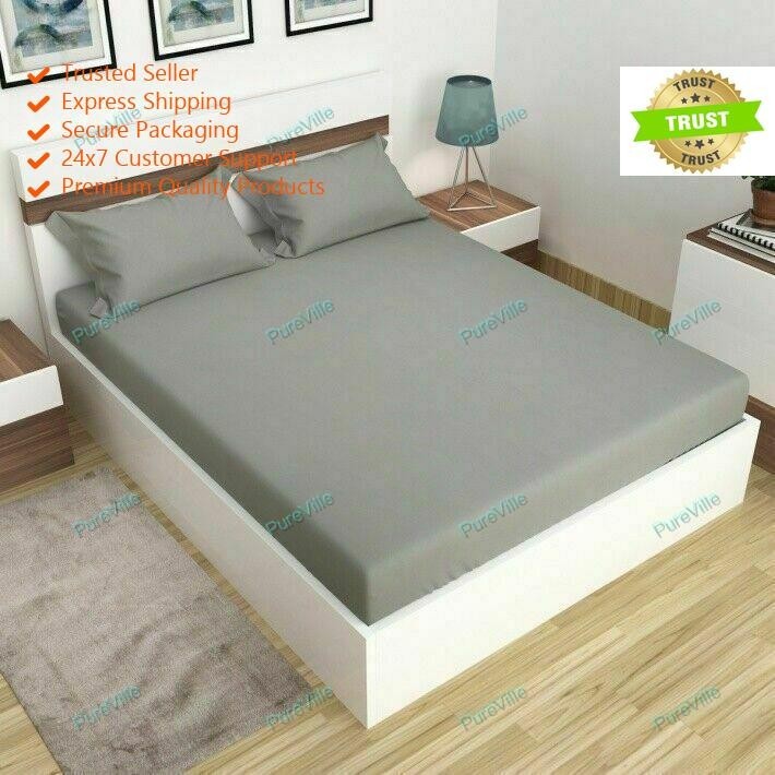 Handmade Solid Uni Microfibre Only Fitted Sheet Grey Color Best For Present