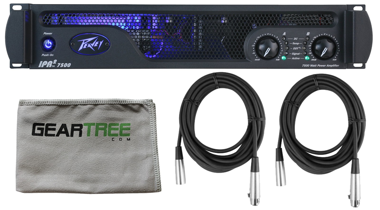 Peavey PV IPR2 2000 Lightweight Power Amplifier w/ 2 XLR Cables and Polish Cloth