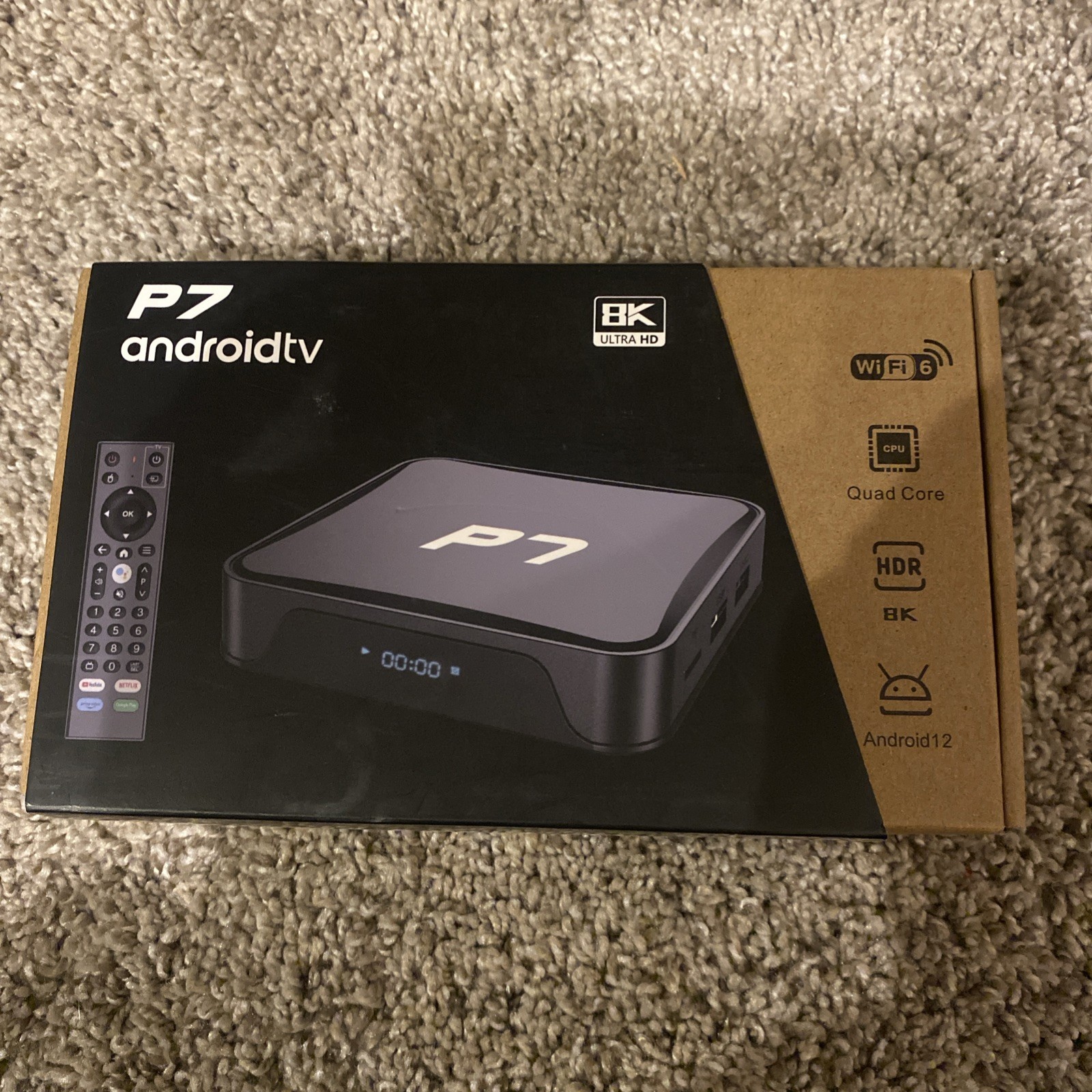 P7 Androidtv 8k hd 2G/ 16 G- TV  box with Several Apps:Sports,Movie, Live; Kids.