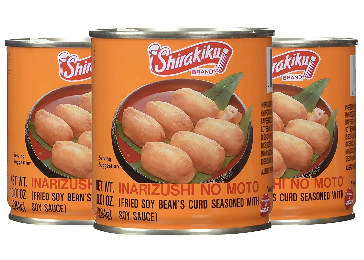 3 Cans Seasoned Fried Bean Curd Tofu Inarizushi No-Moto INARI Sushi 10 oz x 3