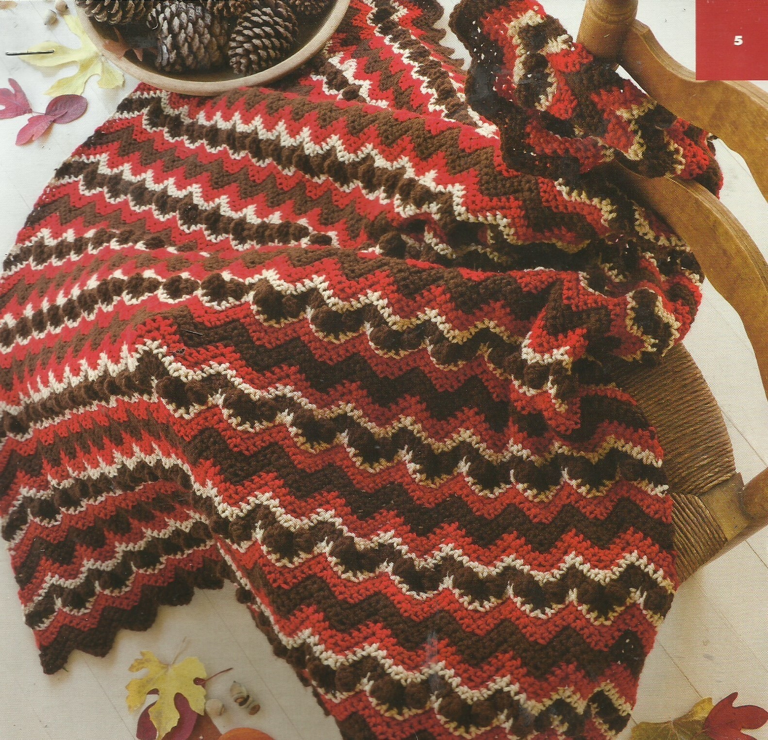 B0376  RIPPLING TONES OF AUTUMN AFGHAN CROCHET PATTERN