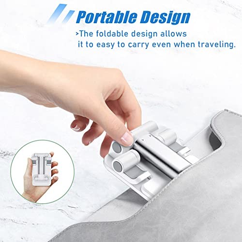 Cell Phone Stand, Angle Height Adjustable Cell Phone Holder with Silicon White