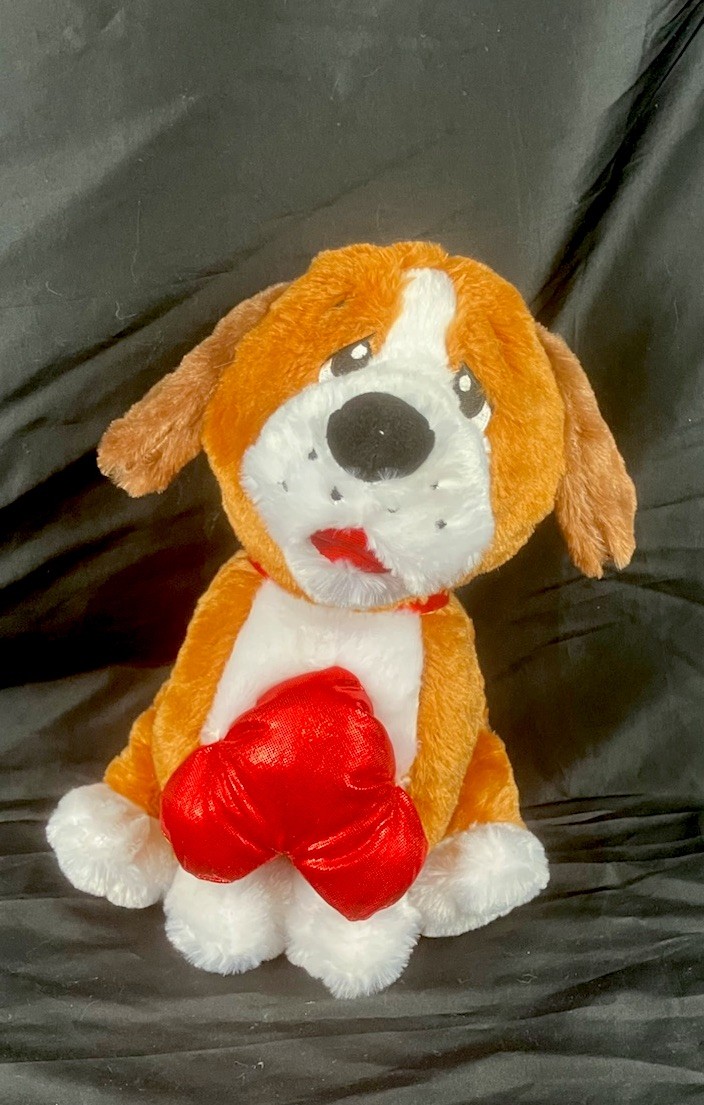 GEMMY Red Brown  Animated Valentine Dog You're My Best Friend Plush Works Great