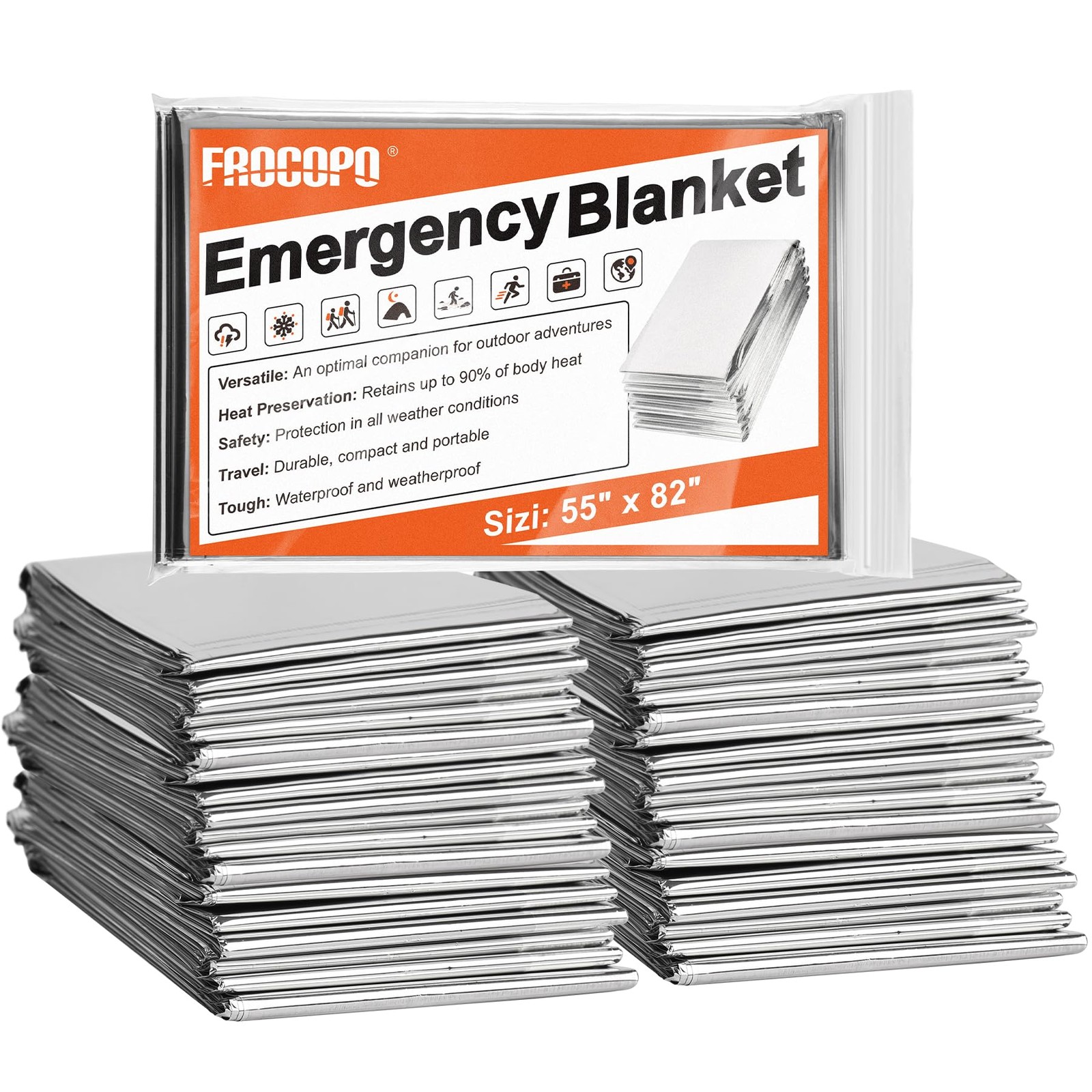 6x Mantas térmicas de emergencia para supervivencia, acampada, senderismo
