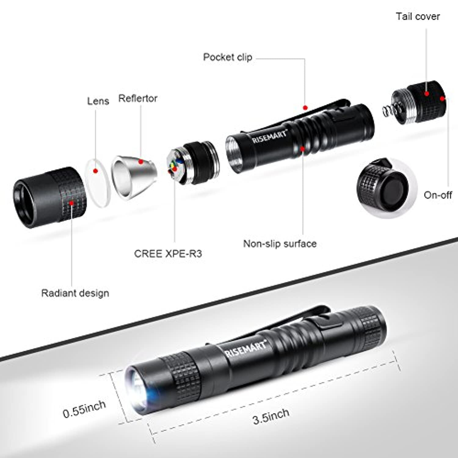 Small Mini LED Flashlight Handheld Pen Light Tactical Pocket Torch Flashlights
